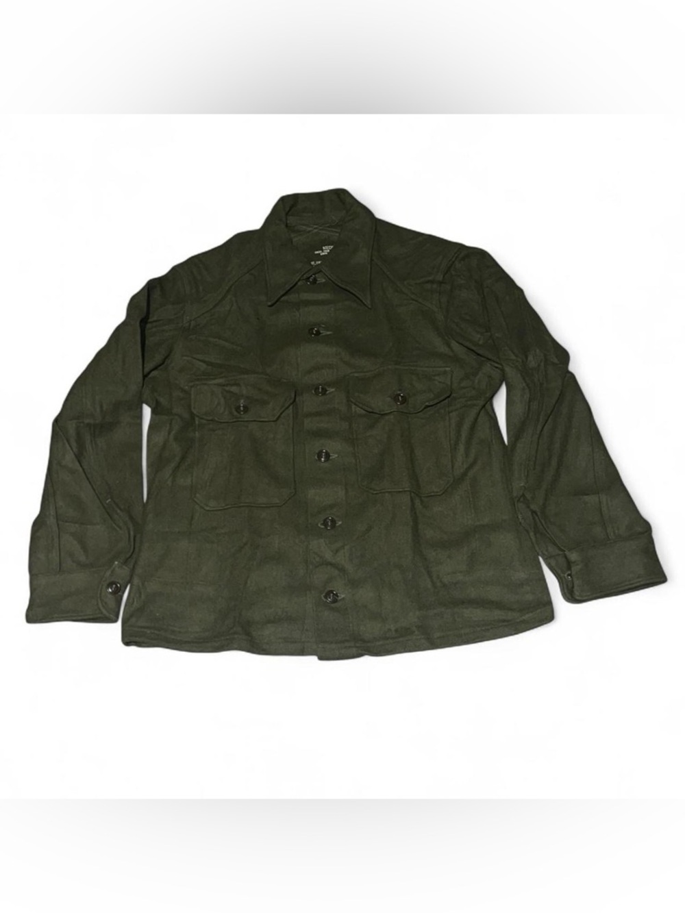 Vintage 1950s Korean War U.S. Army OG-108 Olive Green Wool Field Shirt